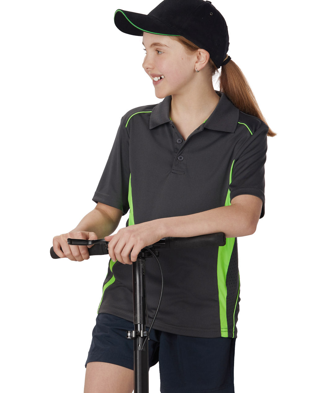Pursuit Polo Kids - Charcoal Lime