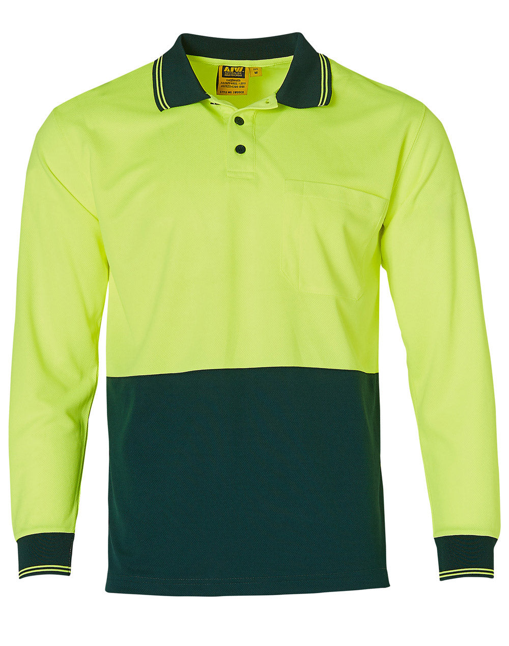High Visibility Long Sleeve Polo - FluoroYellow Bottle