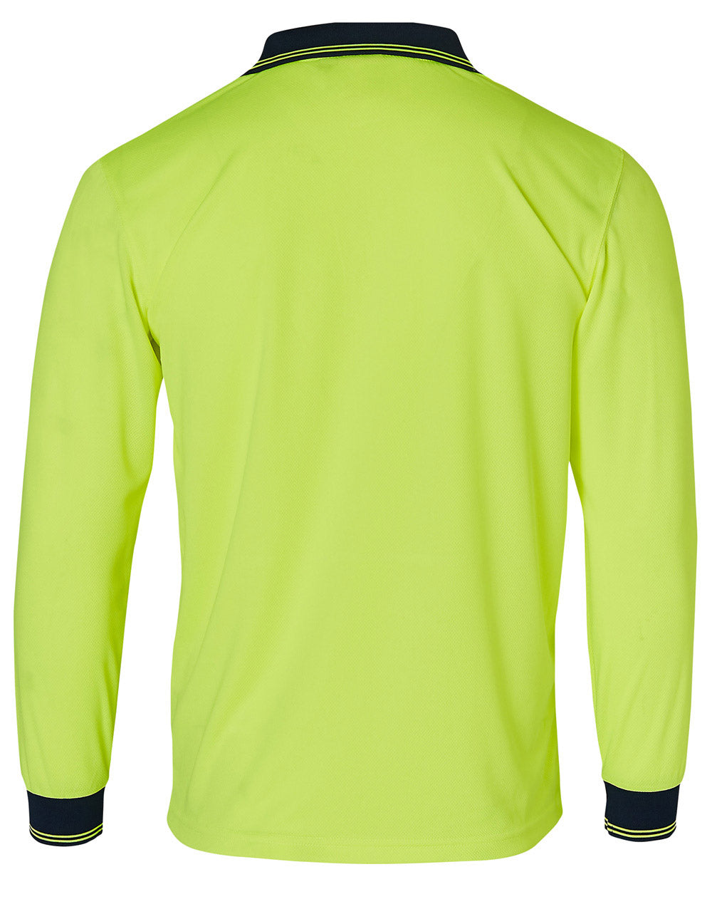High Visibility Long Sleeve Polo - FluoroYellow Navy