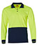 High Visibility Long Sleeve Polo - FluoroYellow Navy