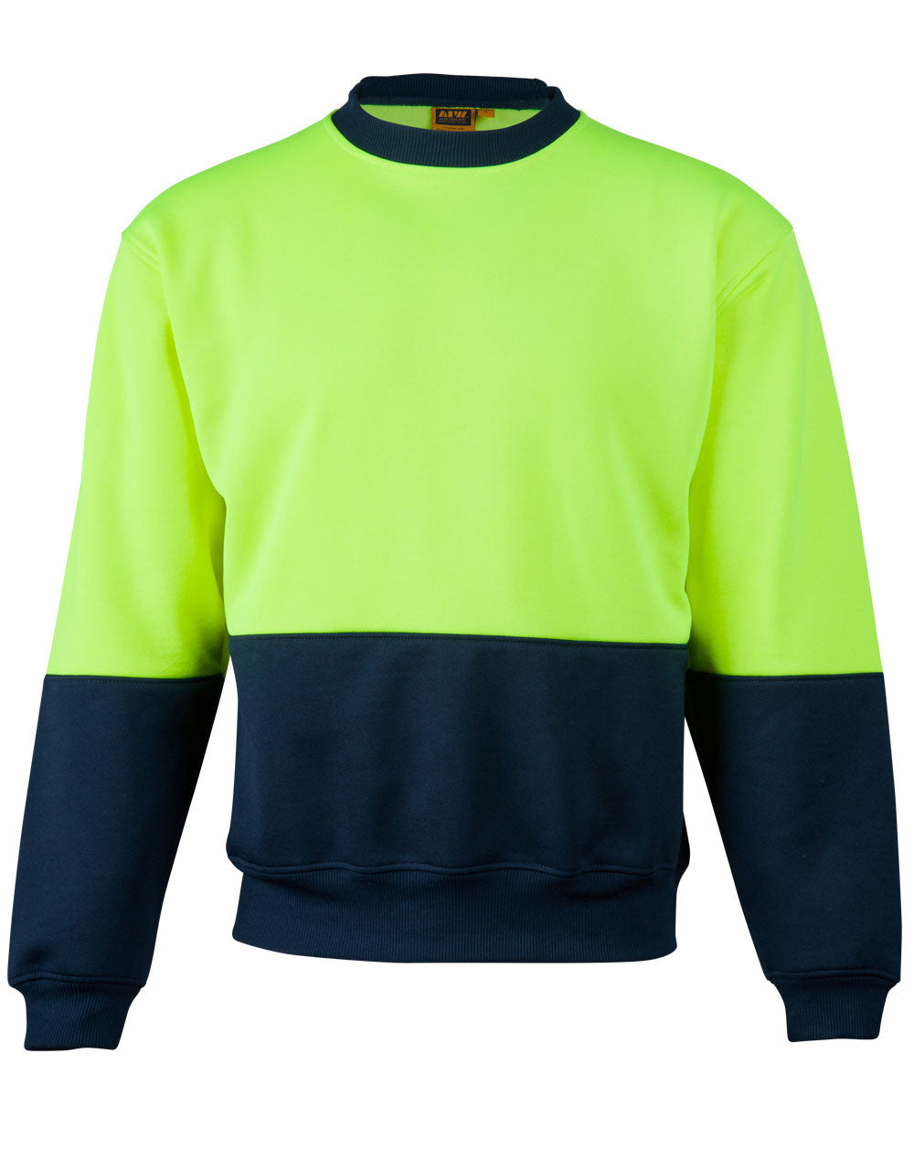 Hi-Vis 2 Tone Crew Neck - FluoroYellow Navy
