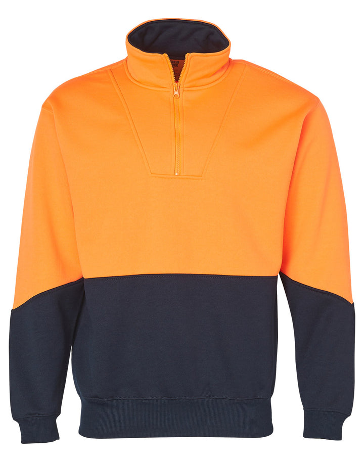Hi-Vis Long Sleeve Fleece Sweat - Orange Navy