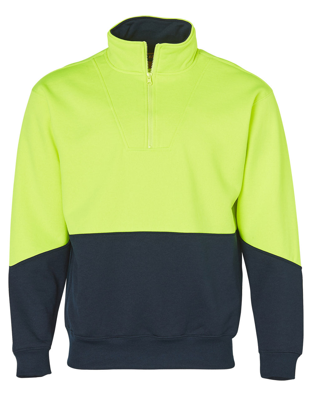 Hi-Vis Long Sleeve Fleece Sweat - Yellow Navy