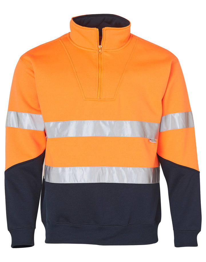 Hi-Vis Long Sleeve Fleece Sweat - Orange Navy
