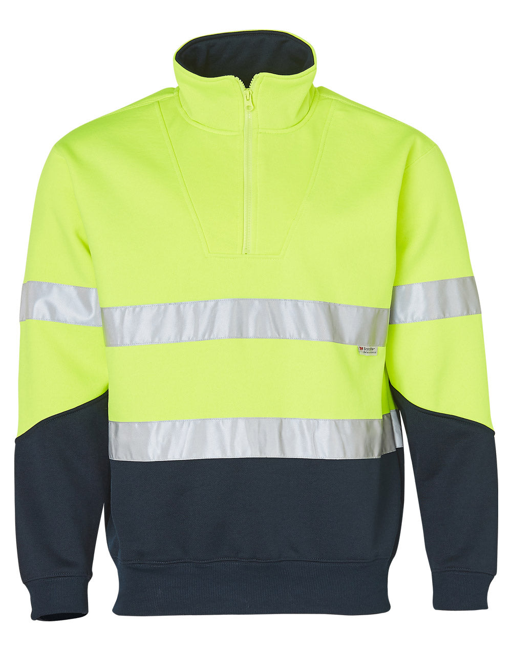 Hi-Vis Long Sleeve Fleece Sweat - Yellow Navy