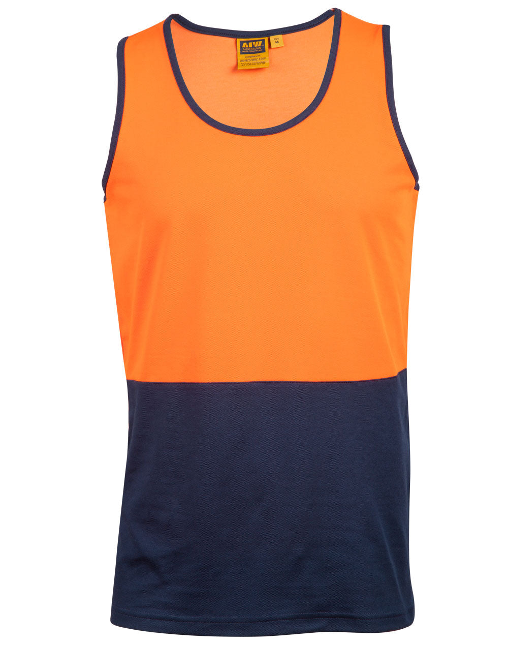Hi-Vis Safety Singlet - FluoroOrange Navy