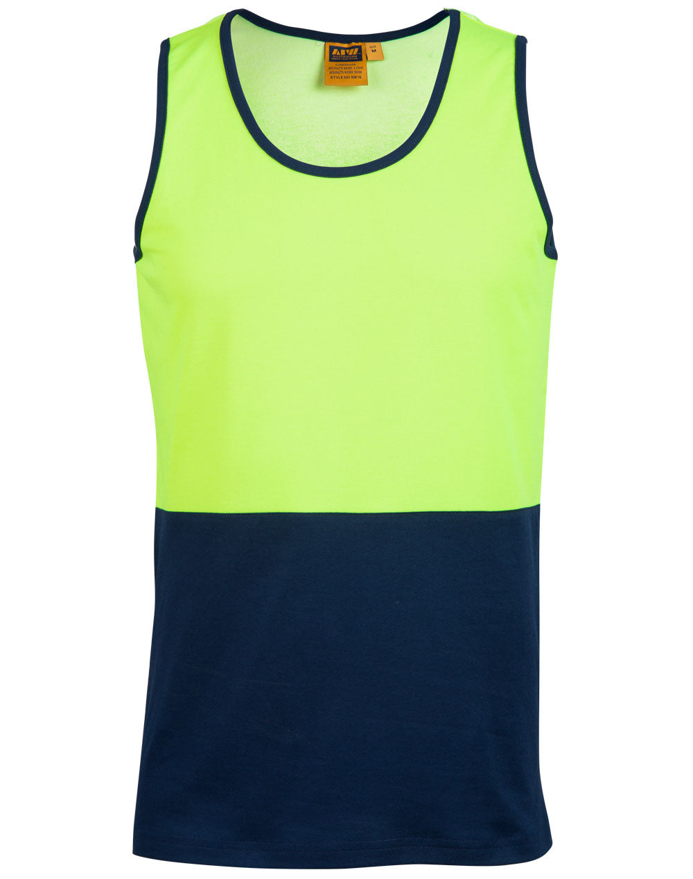 Hi-Vis Safety Singlet - FluoroYellow Navy