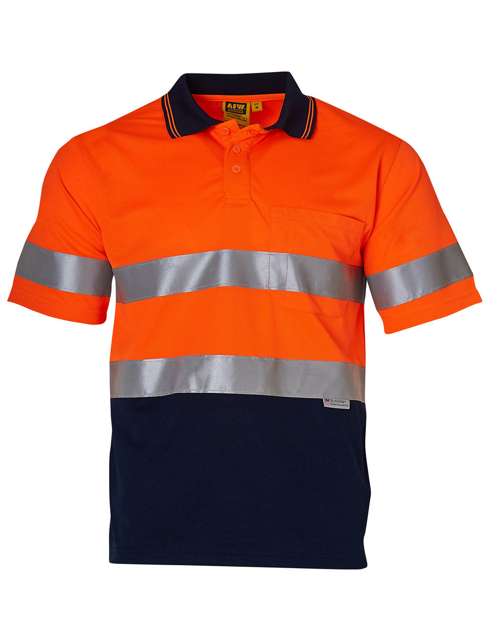 Short Sleeve Safety Polo - Orange Navy