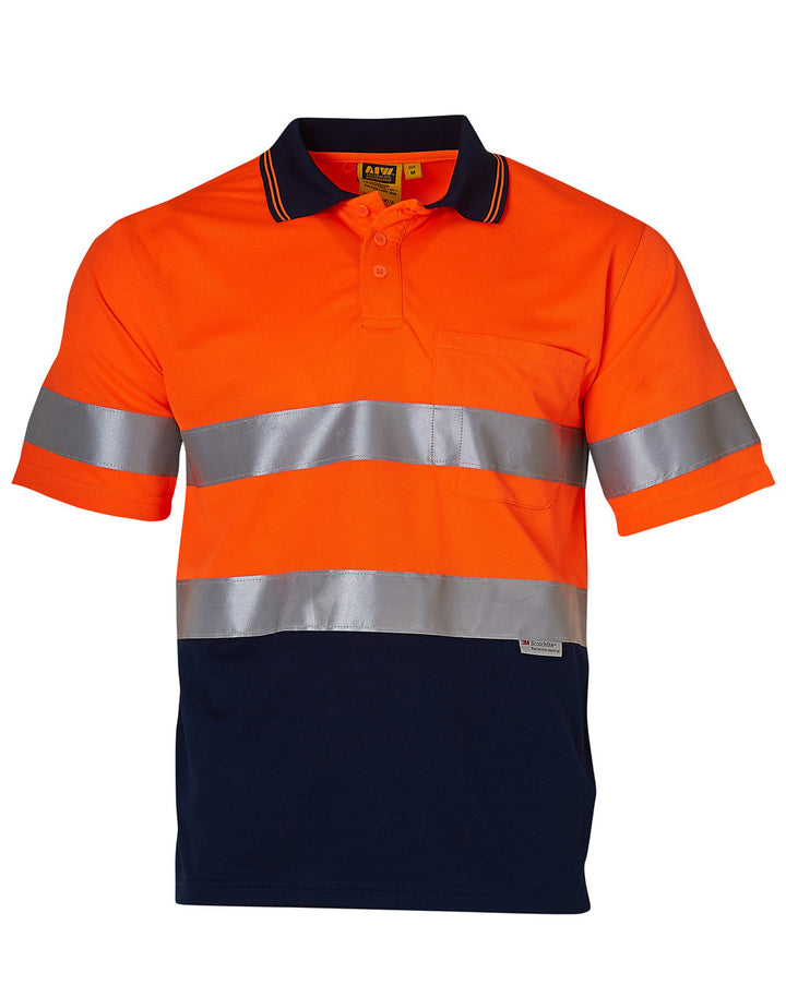 Short Sleeve Safety Polo - Orange Navy