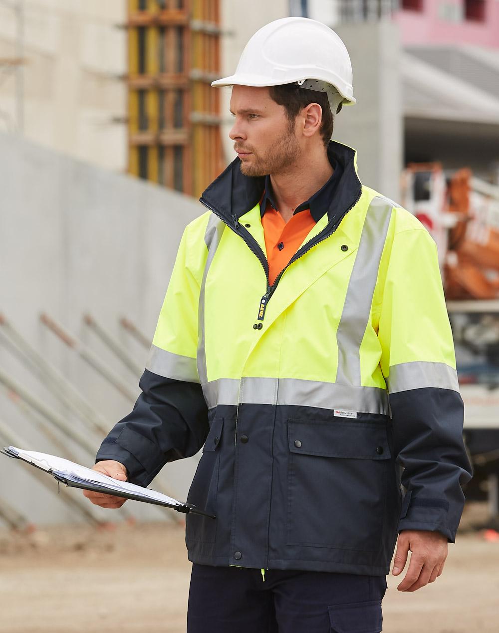 Hi-Vis Safety Jacket With Mesh Lining & 3M Tapes - Yellow Navy