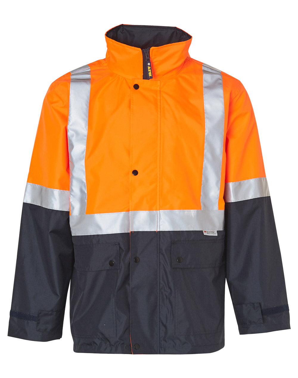 Hi-Vis Safety Jacket With Mesh Lining & 3M Tapes - Orange Navy