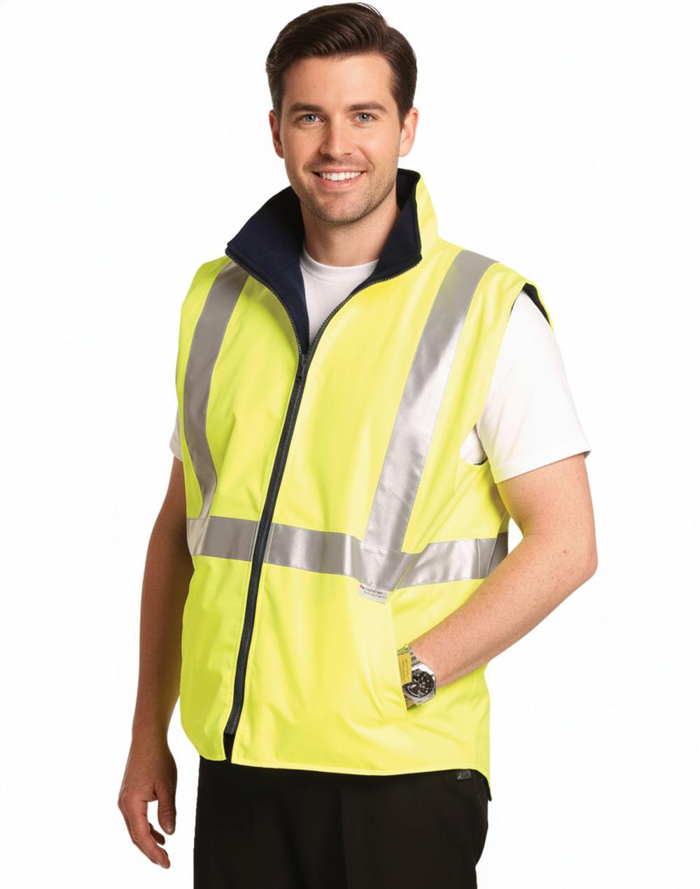 Hi-Vis Reversible Safety Vest With 3M Tapes - Yellow Navy