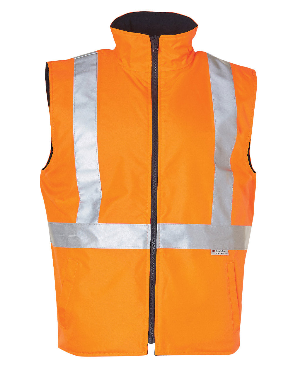Hi-Vis Reversible Safety Vest With 3M Tapes - Orange Navy