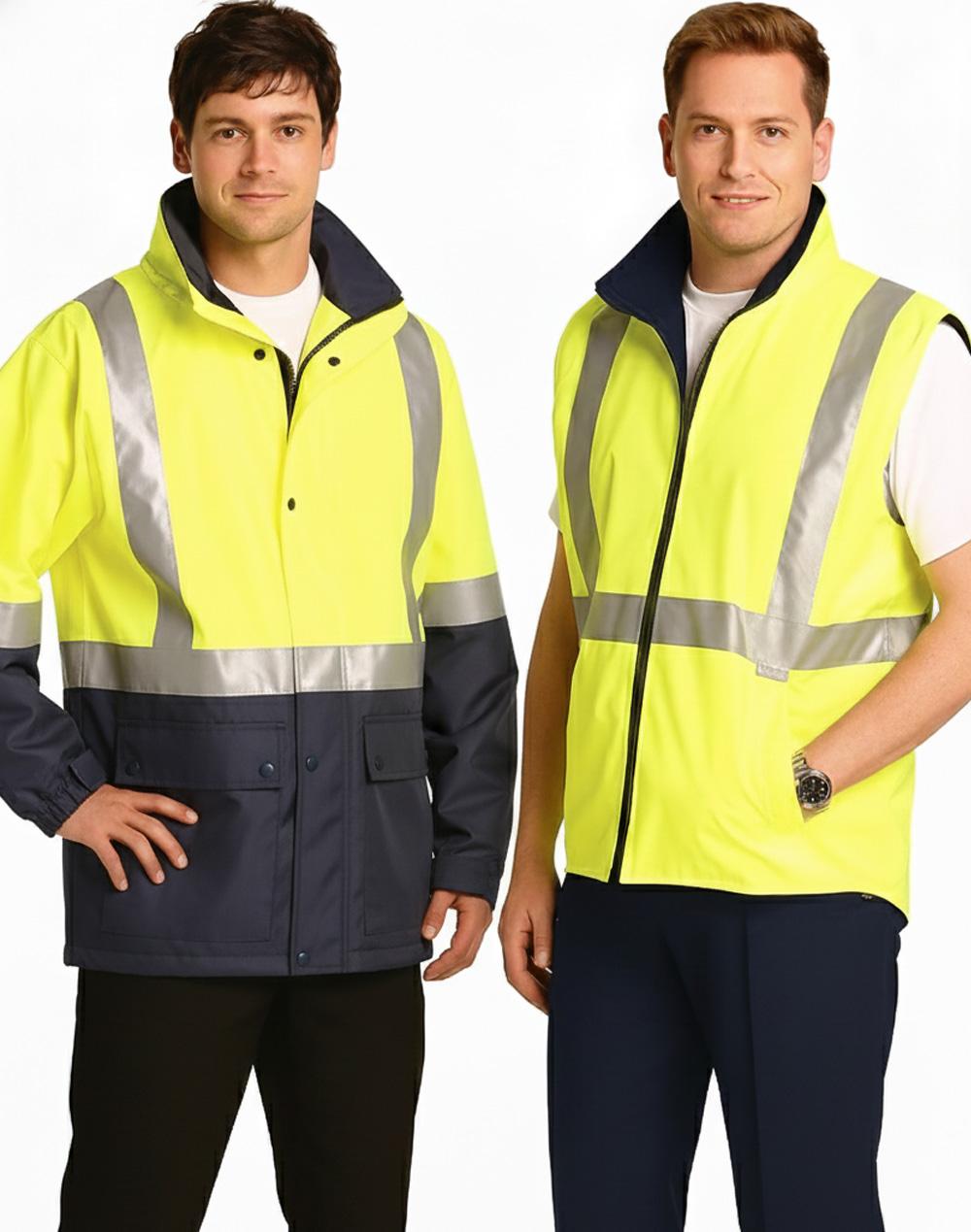 High Vis Reversible Vest And Jacket - Yellow Navy