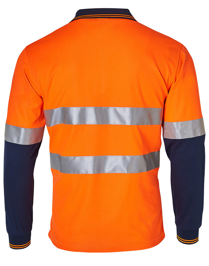Long Sleeve Safety Polo - Orange Navy
