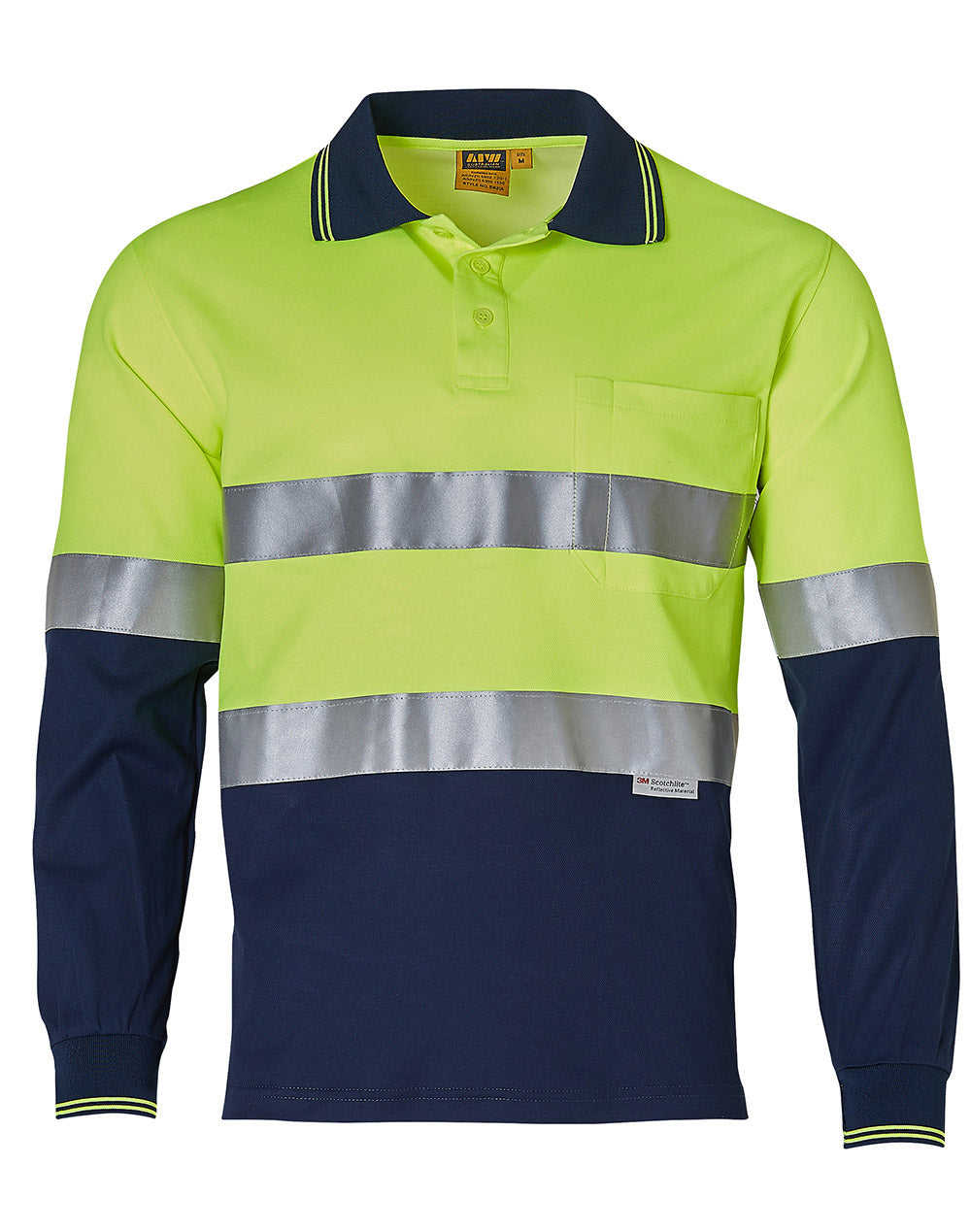Long Sleeve Safety Polo - Yellow Navy