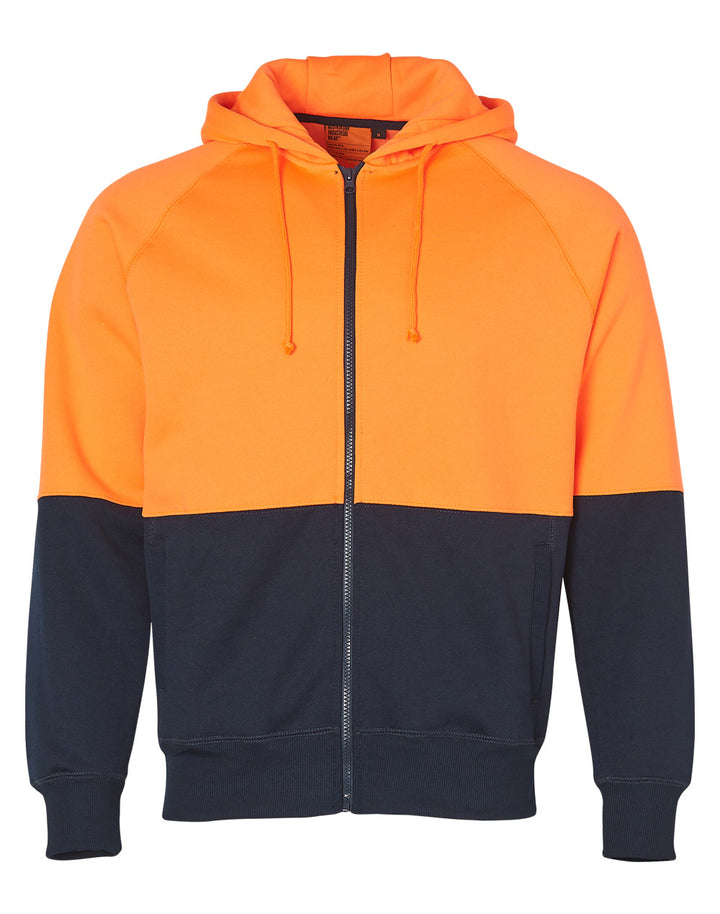 Hi-Vis Two Tone Fleece Hoodie - FluoroOrange Navy