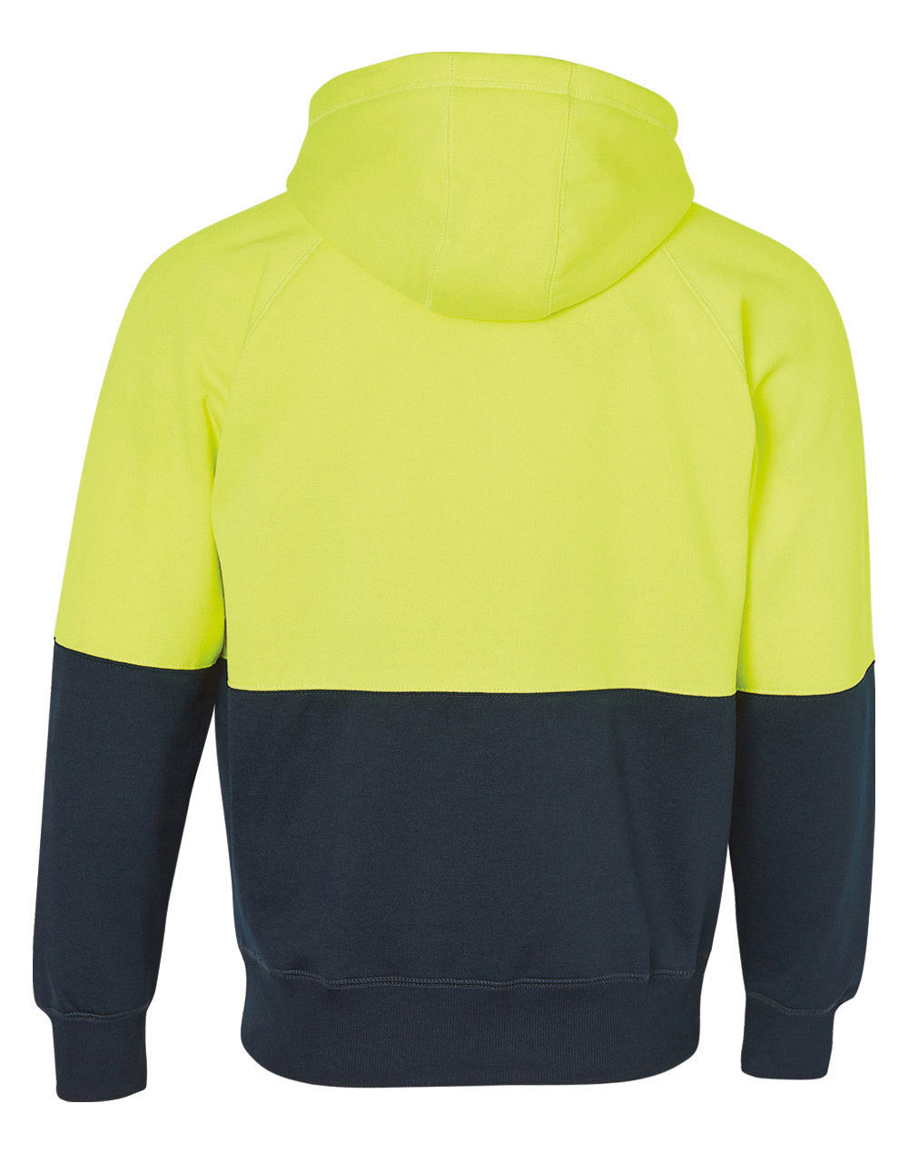 Hi-Vis Two Tone Fleece Hoodie - FluoroYellow Navy