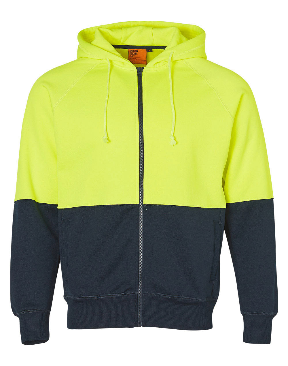 Hi-Vis Two Tone Fleece Hoodie - FluoroYellow Navy