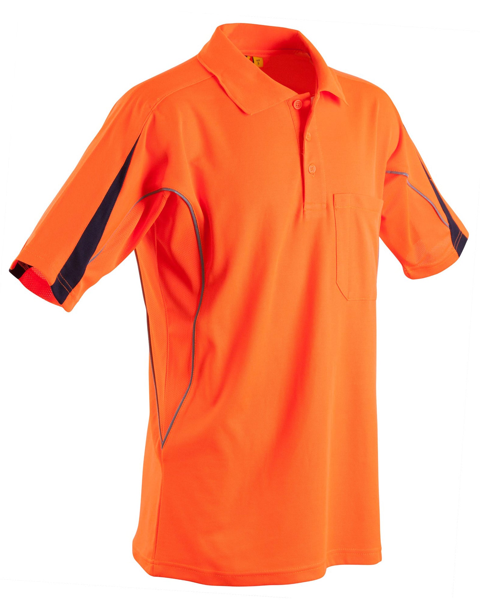 Hi-Vis Legend Short Sleeve Polo Mens' - Orange Navy