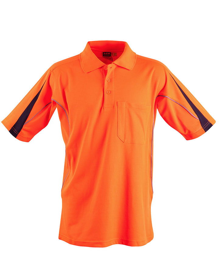 Hi-Vis Legend Short Sleeve Polo Mens' - Orange Navy