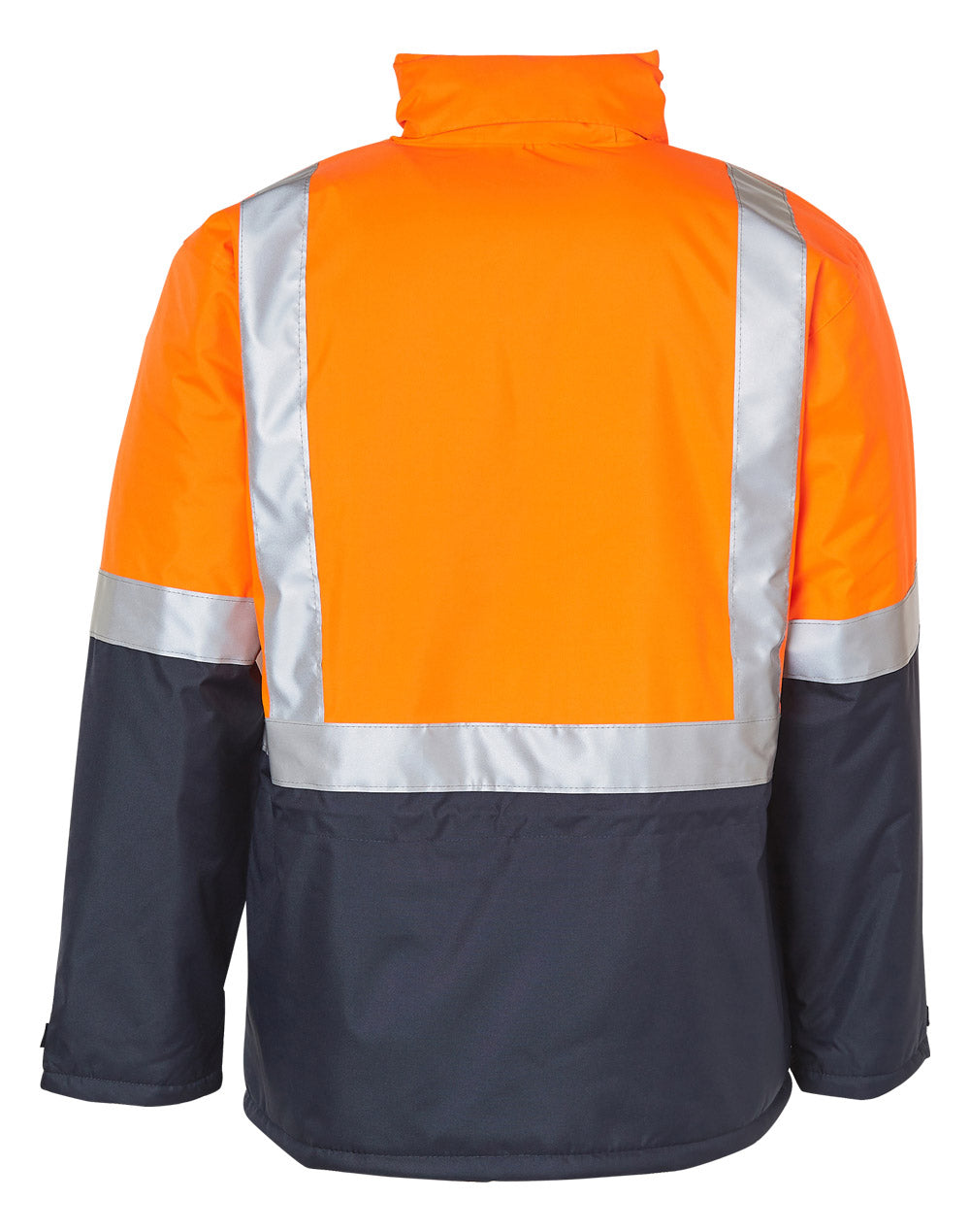 Hi-Vis Two Tone Rain Proof Jacket With Quilt Lining - Orange Navy