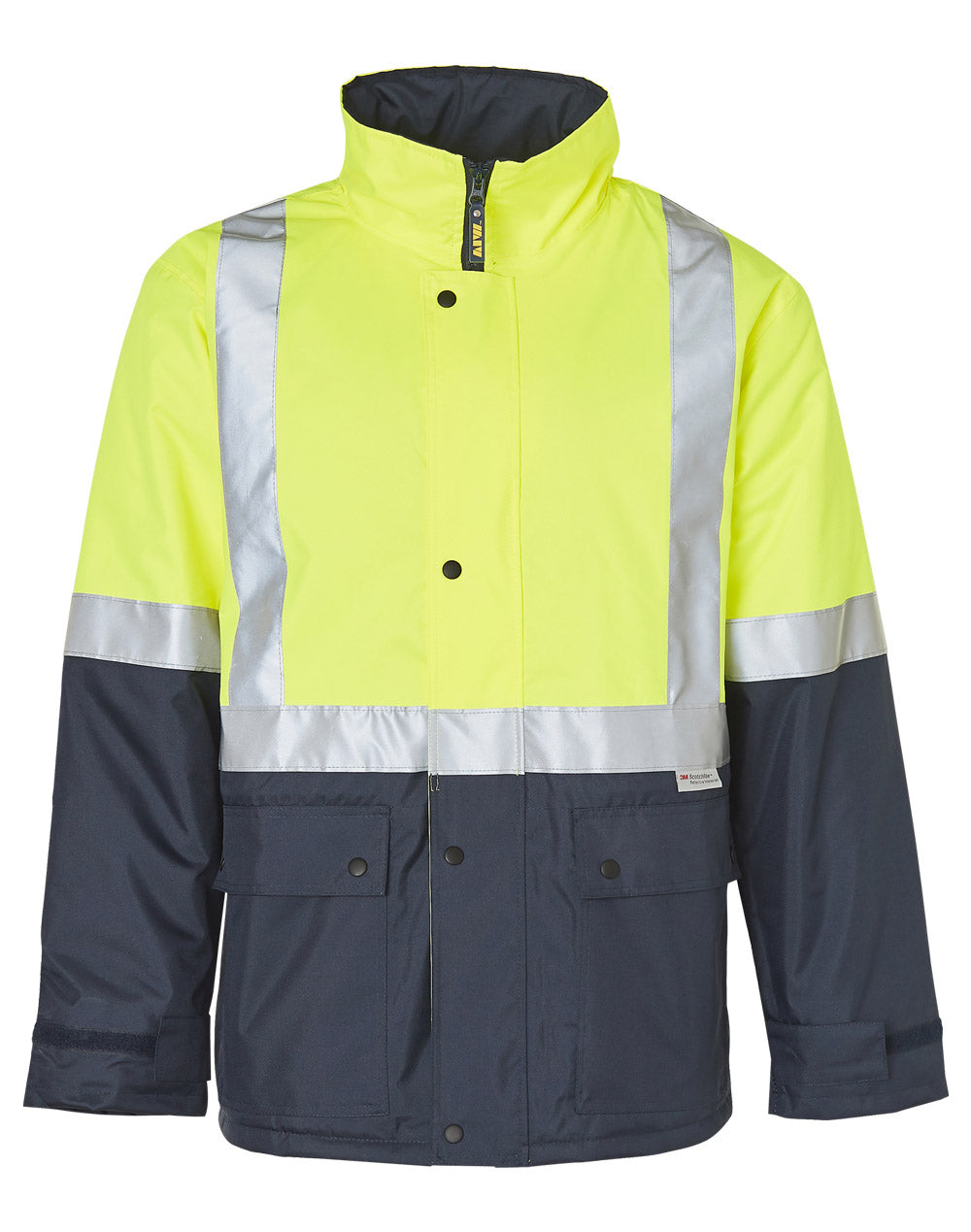 Hi-Vis Two Tone Rain Proof Jacket With Quilt Lining - Yellow Navy
