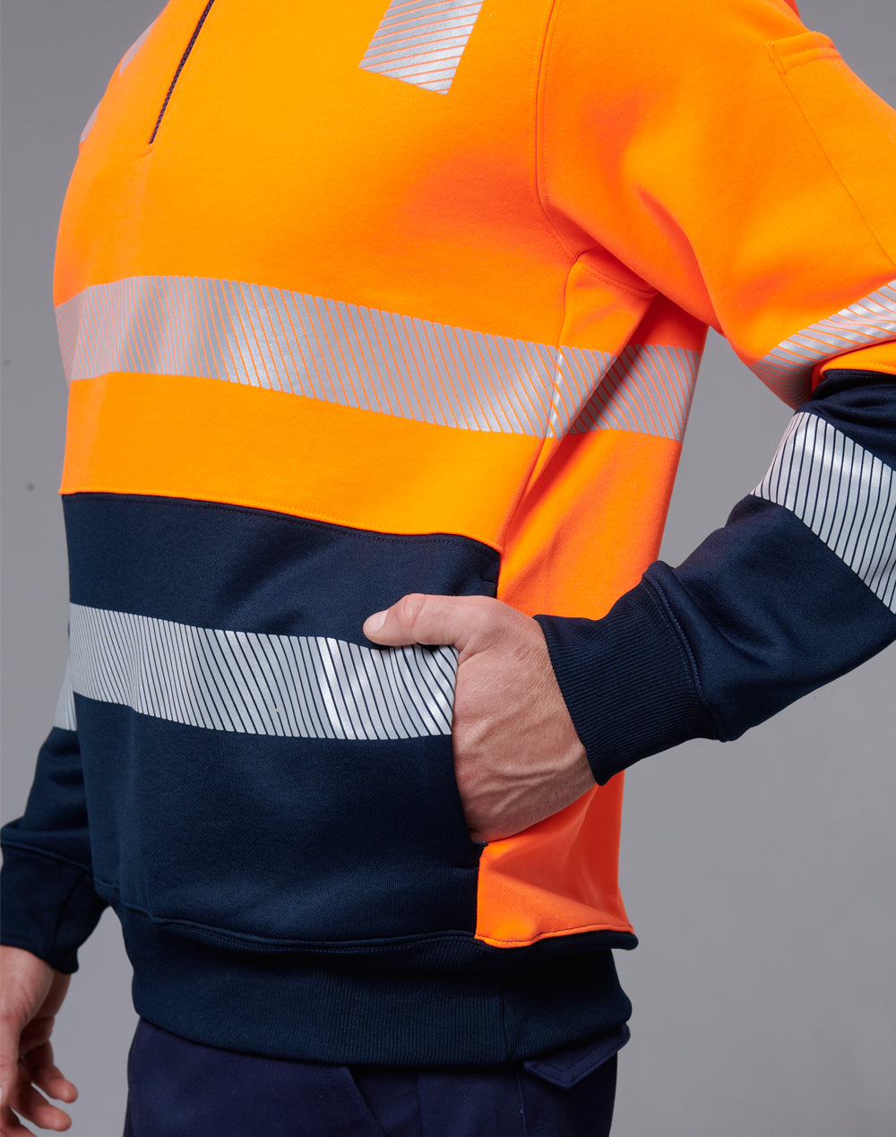 Vic Rail Hi Vis Safety Jumper- Unisex - Orange Navy