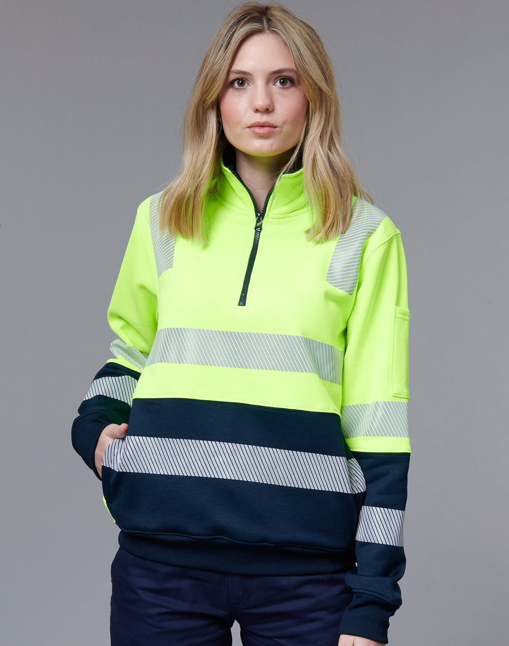 Vic Rail Hi Vis Safety Jumper- Unisex - Yellow Navy