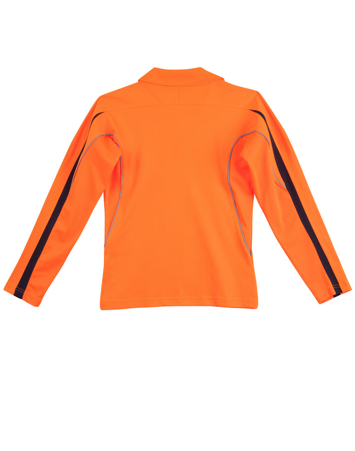 Hi-Vis Legend Long Sleeve Polo Ladies' - Orange Navy