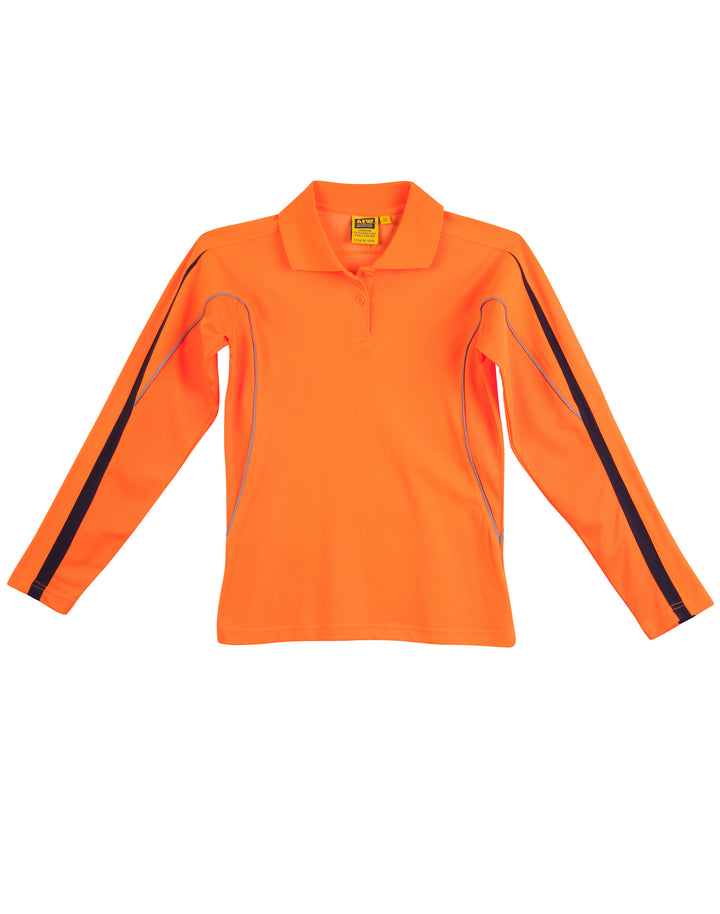Hi-Vis Legend Long Sleeve Polo Ladies' - Orange Navy