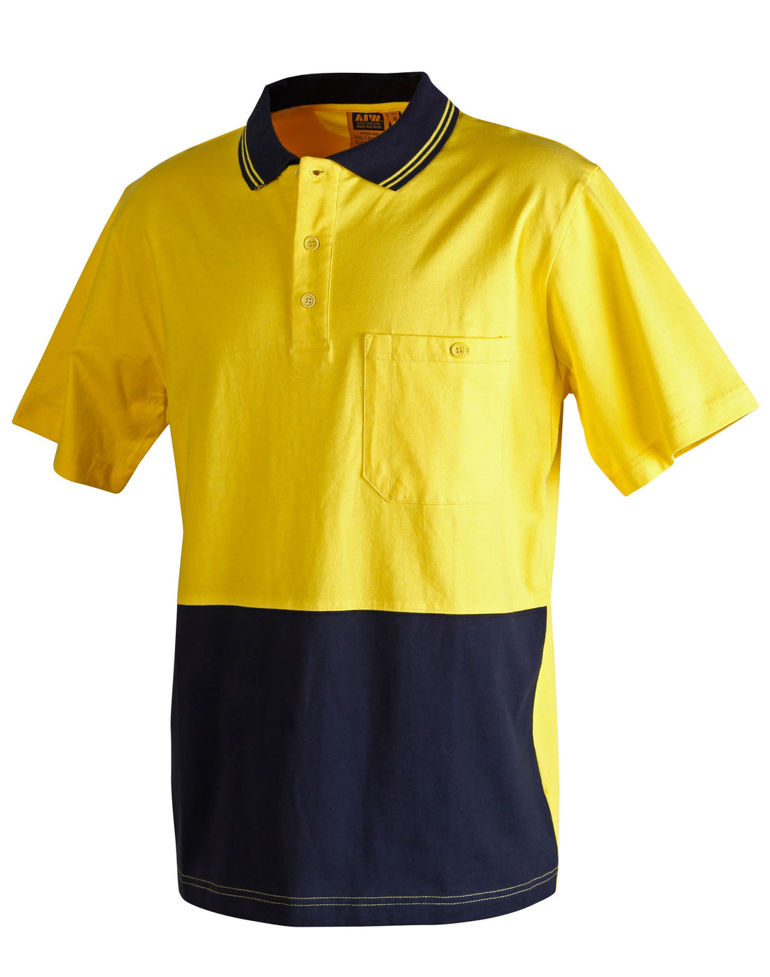 Cotton Jersey Two Tone Safety Polo - Yellow Navy