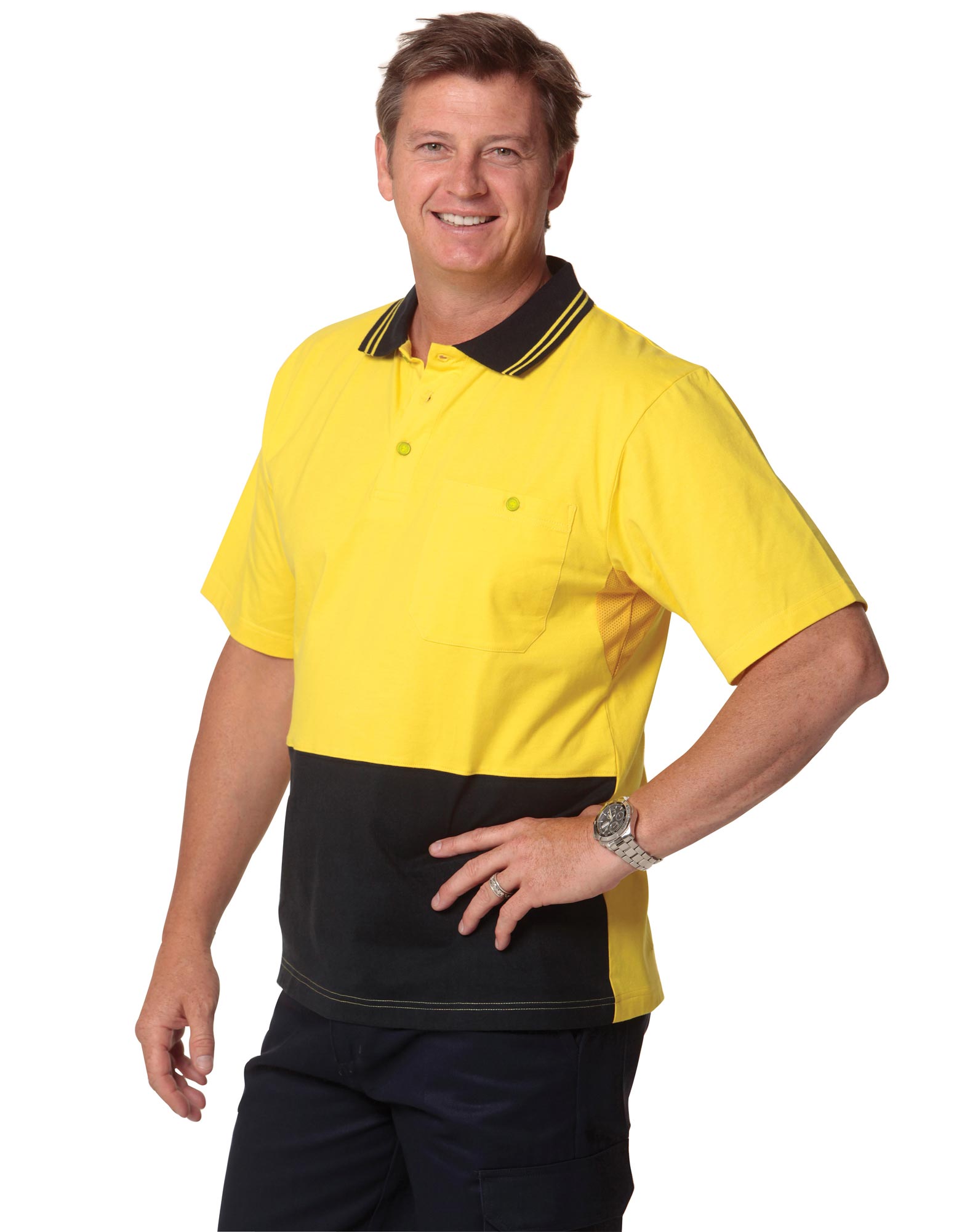 Cotton Jersey Two Tone Safety Polo