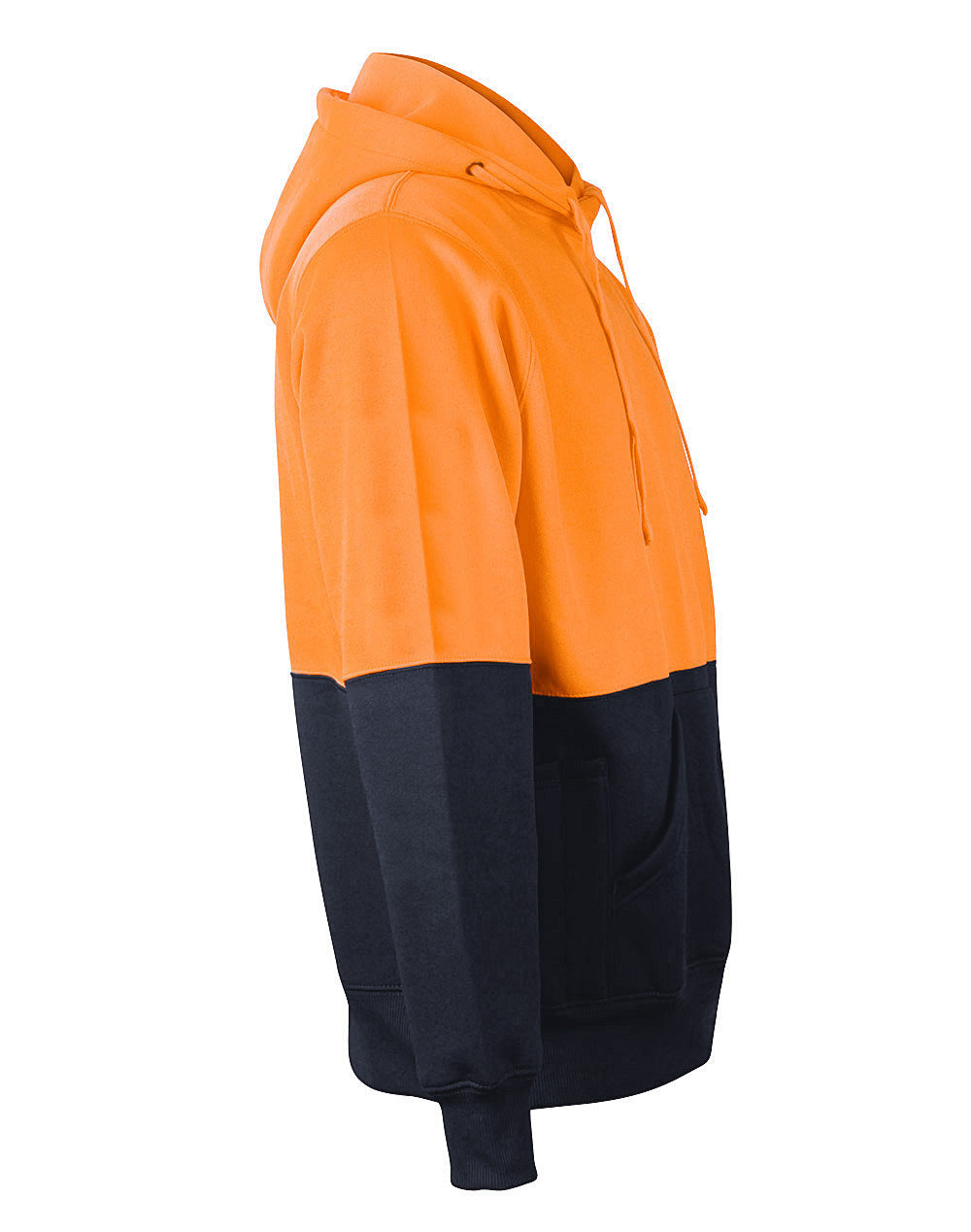 Hi-Vis Two Tone Fleecy Hoodie Unisex - Orange Navy