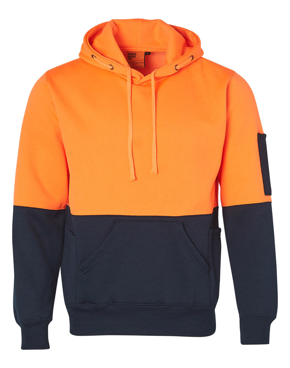 Hi-Vis Two Tone Fleecy Hoodie Unisex - Orange Navy