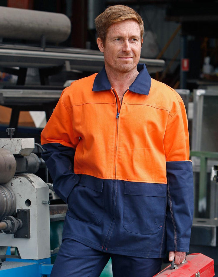 Hi-Vis Cotton Jacket - Orange Navy