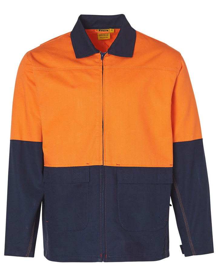 Hi-Vis Cotton Jacket - Orange Navy