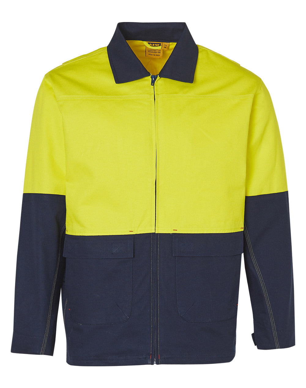 Hi-Vis Cotton Jacket - Yellow Navy