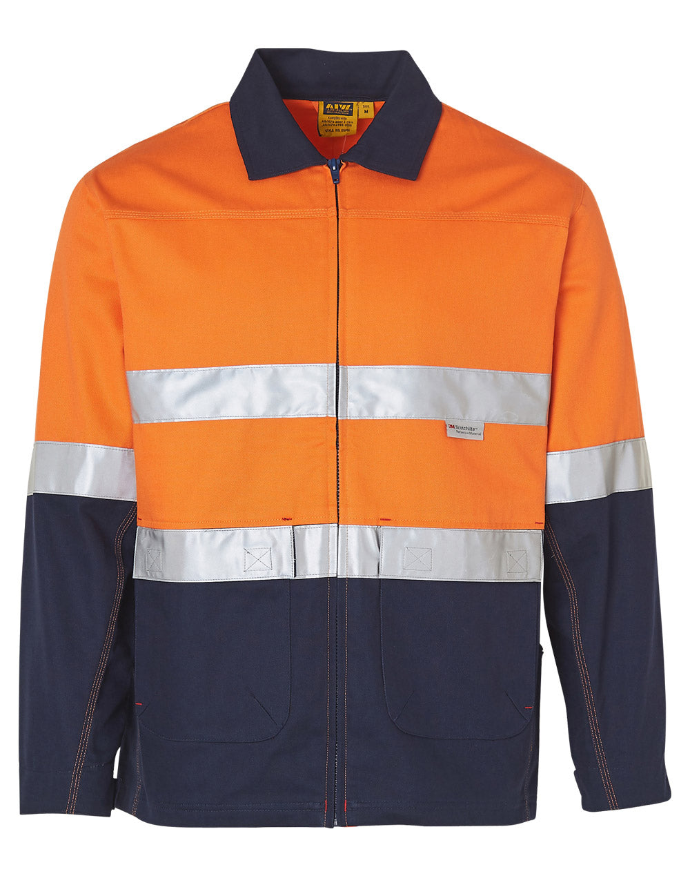 Hi-Vis Cotton Jacket With 3M Tapes - Orange Navy