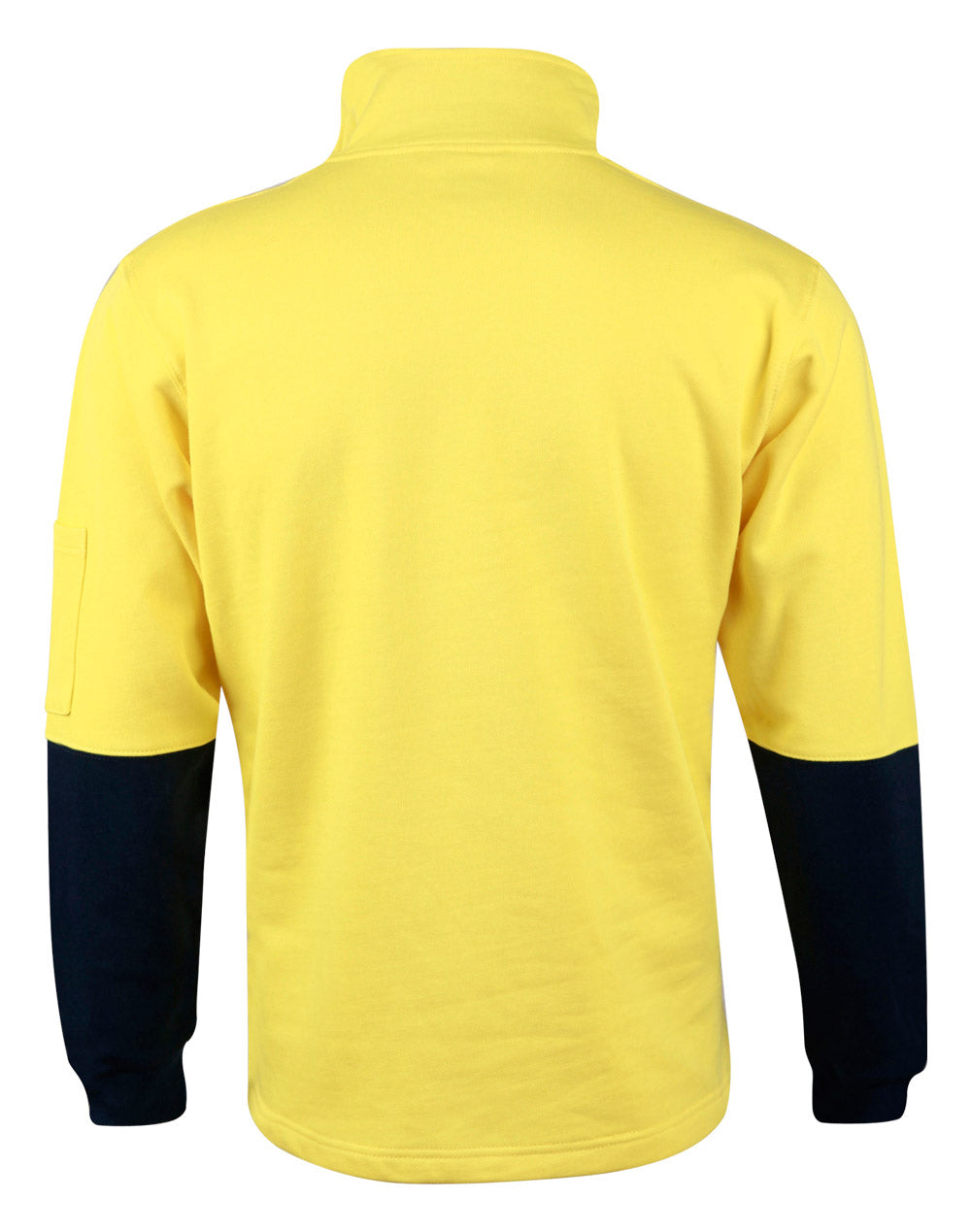 Hi-Vis Two Tone Cotton Fleecy Sweat - Yellow Navy