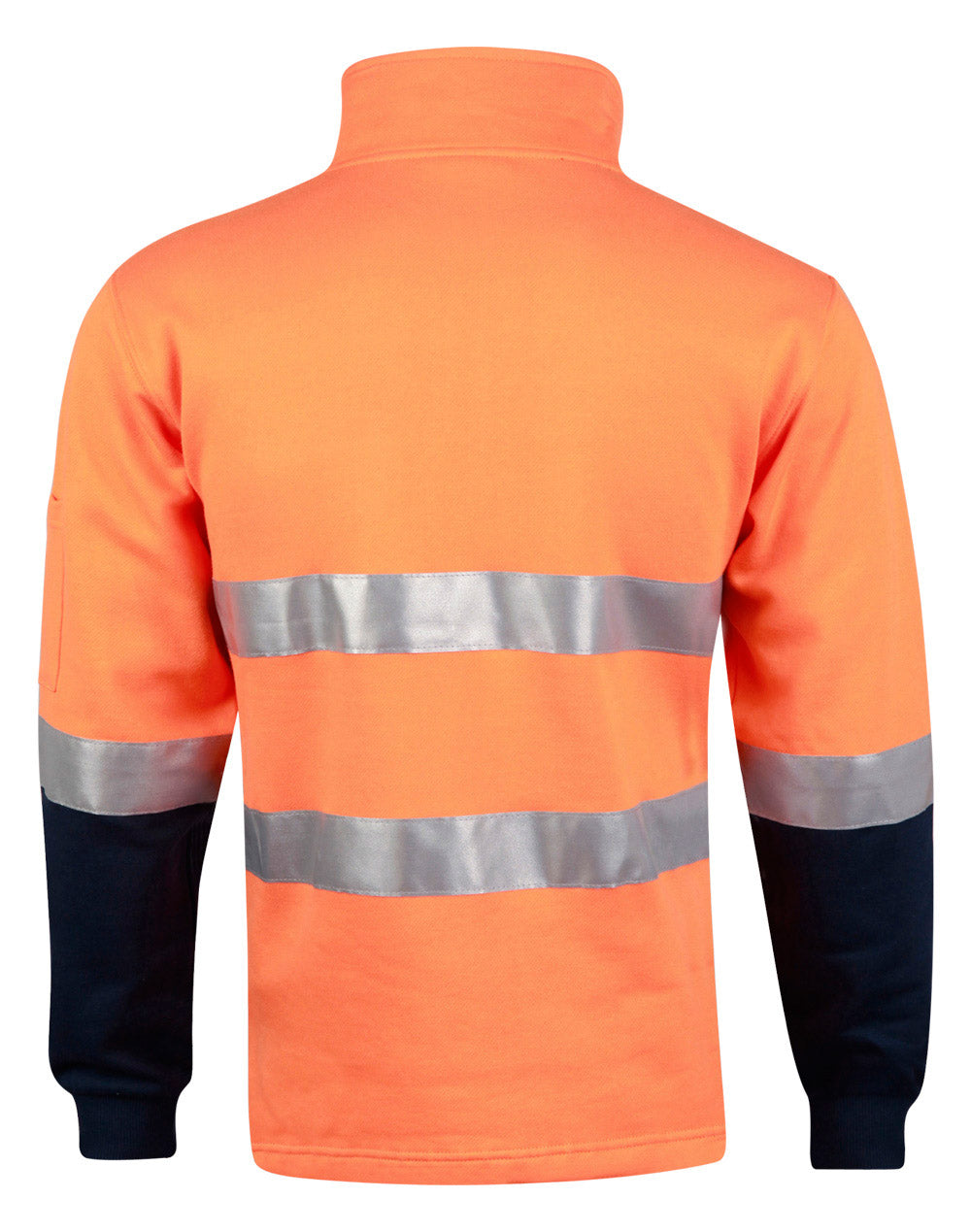 Hi-Vis Two Tone Cotton Fleece Sweat - Orange Navy