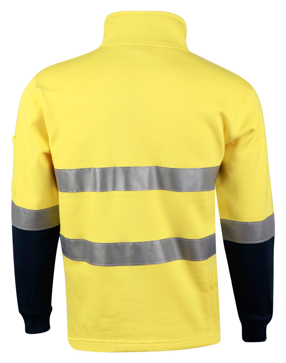 Hi-Vis Two Tone Cotton Fleece Sweat - Yellow Navy
