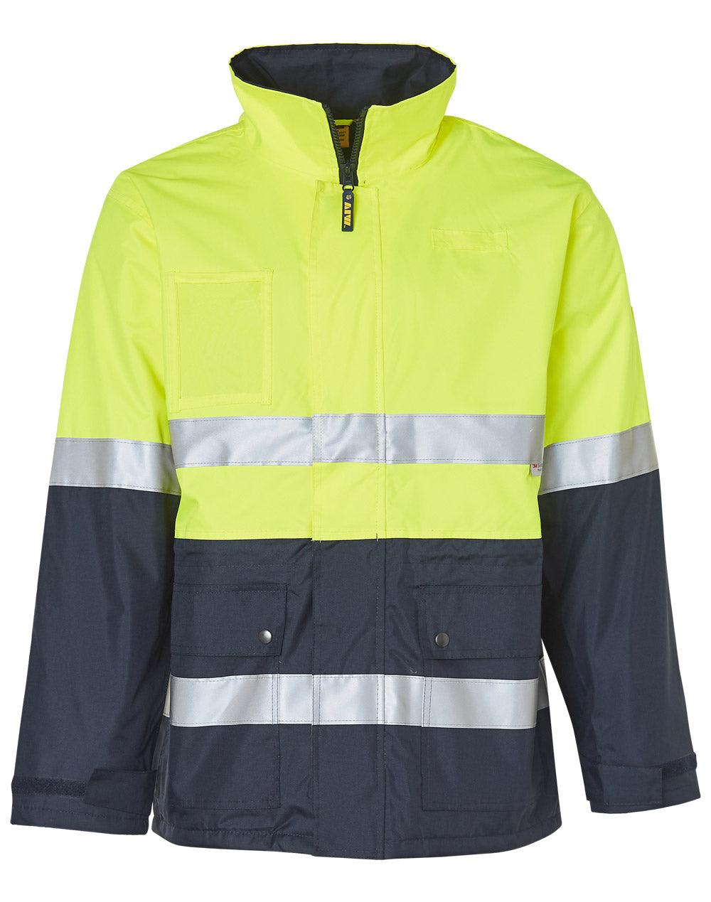 Hi-Vis Long Line Jacket Polar With Fleece Lining - Yellow Navy