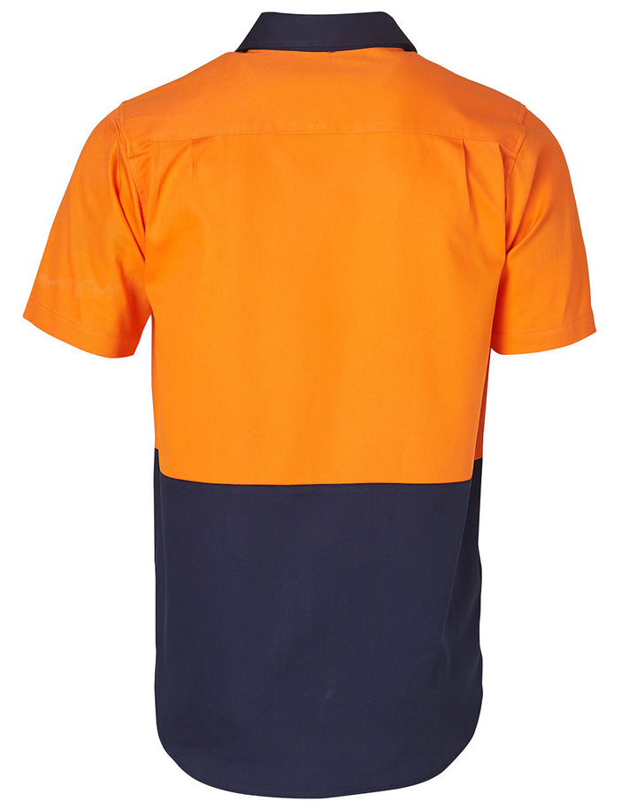 Cotton Drill Safety Shirt - Orange Navy