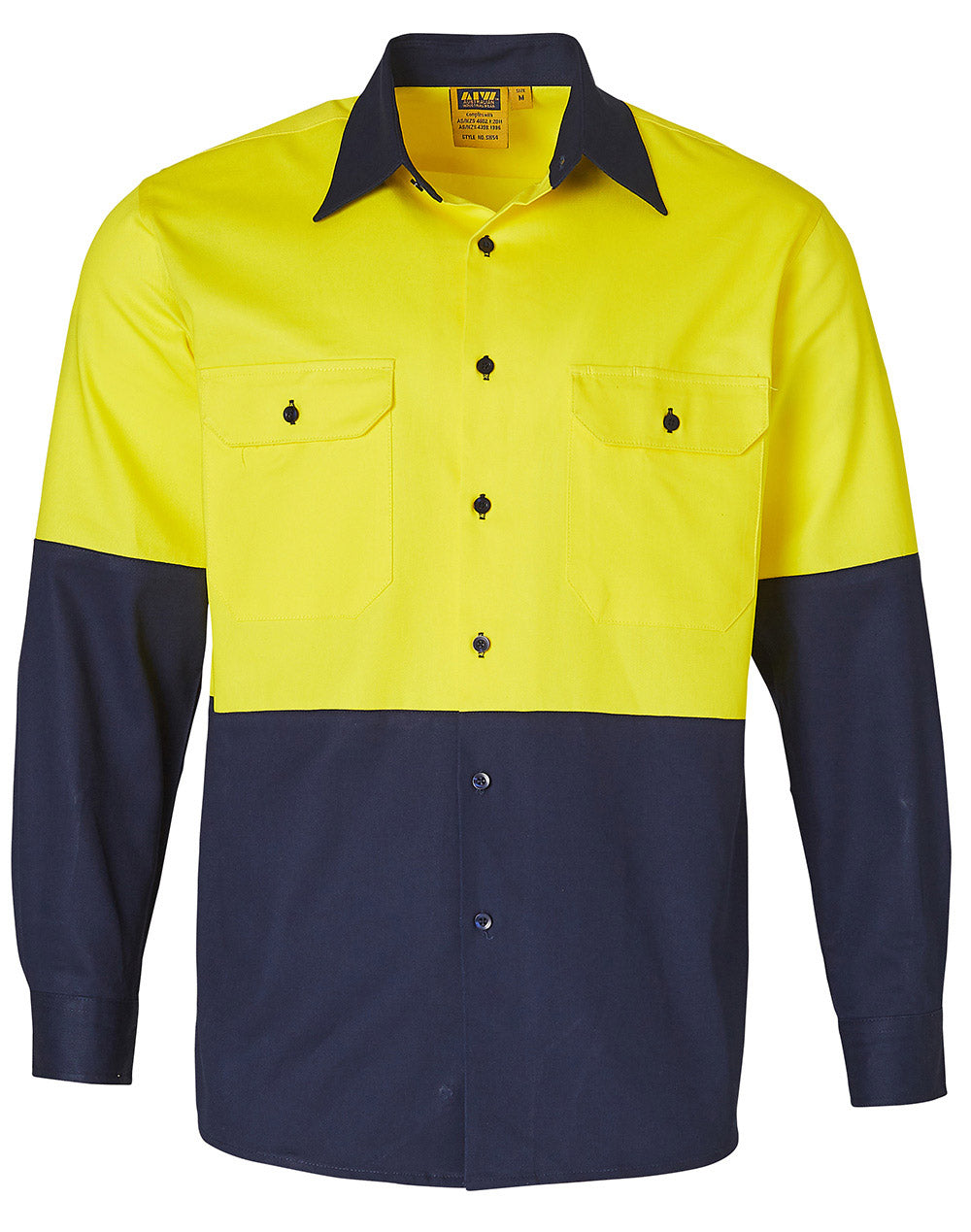 Cotton Drill Safety Shirt - Yellow Navy
