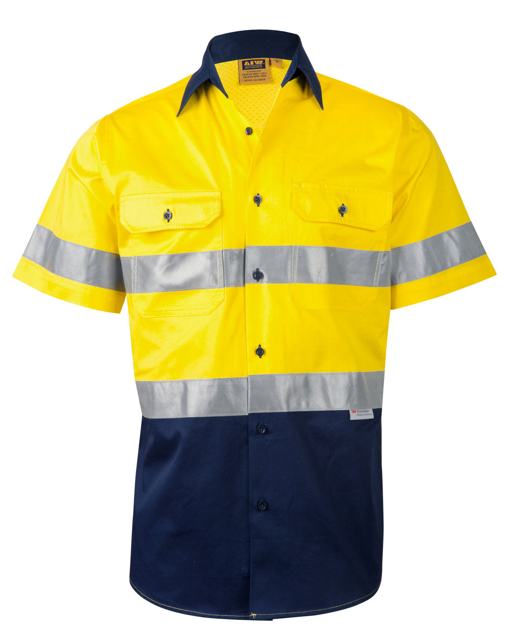 Short Sleeve Safety Shirt - Yellow Navy