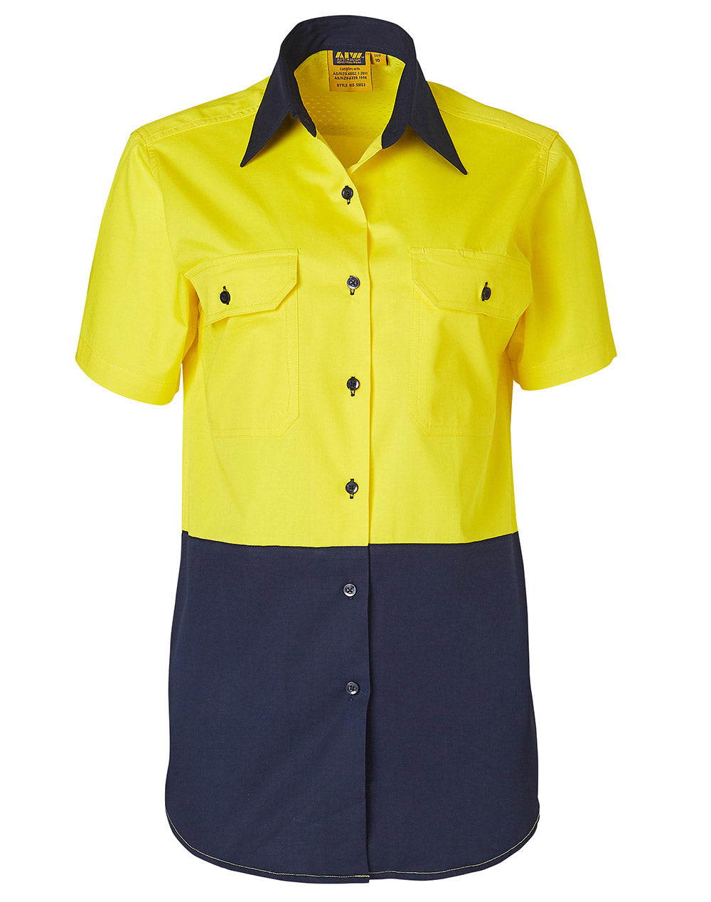Women'S Short Sleeve Safety Shirt - FluoroYellow Navy