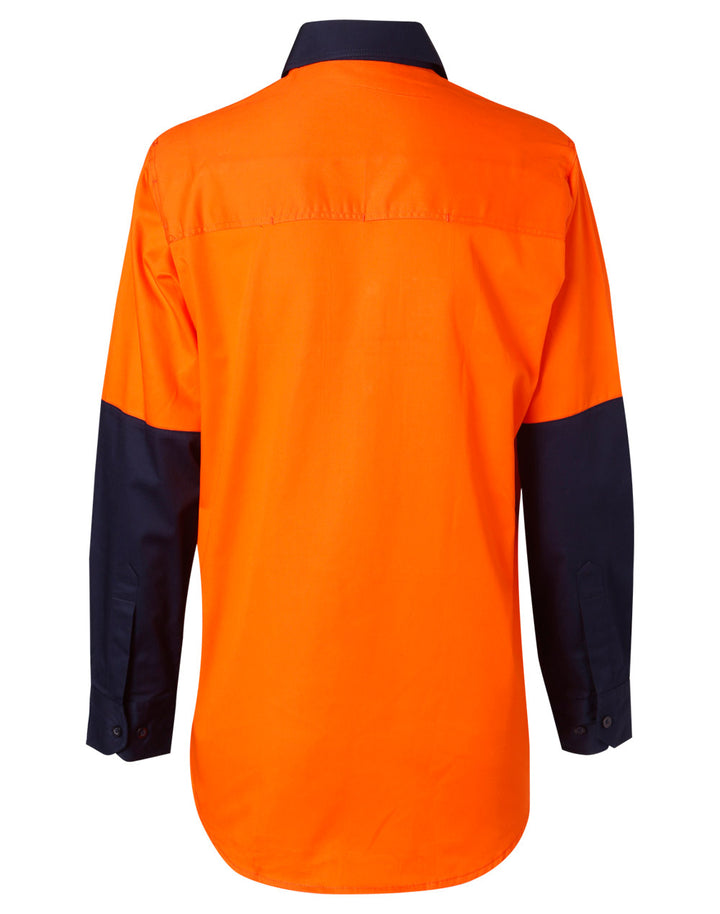Women'S Long Sleeve Safety Shirt - FluoroOrange Navy