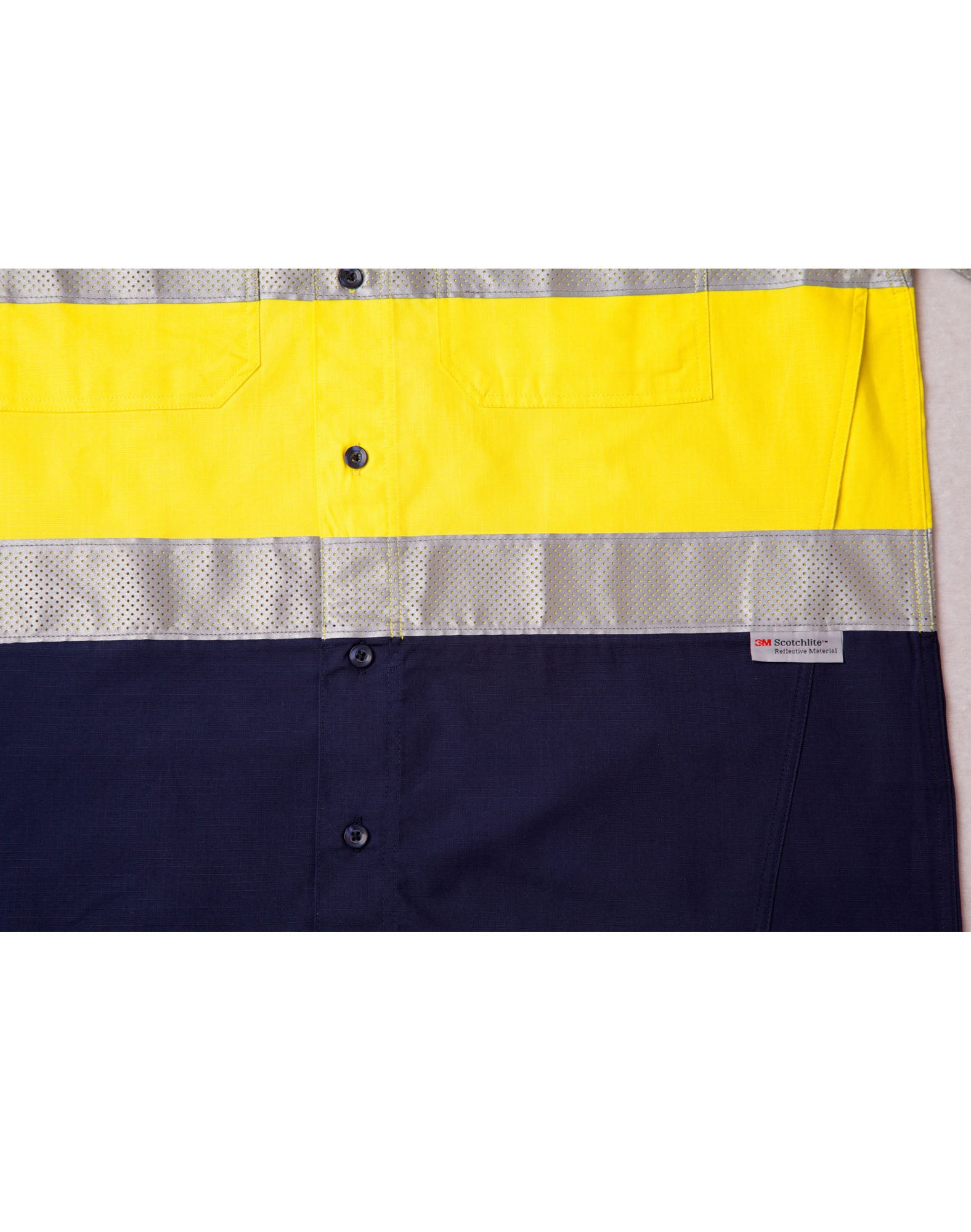 Rip-Stop Long Sleeve Safety Shirt - Yellow Navy