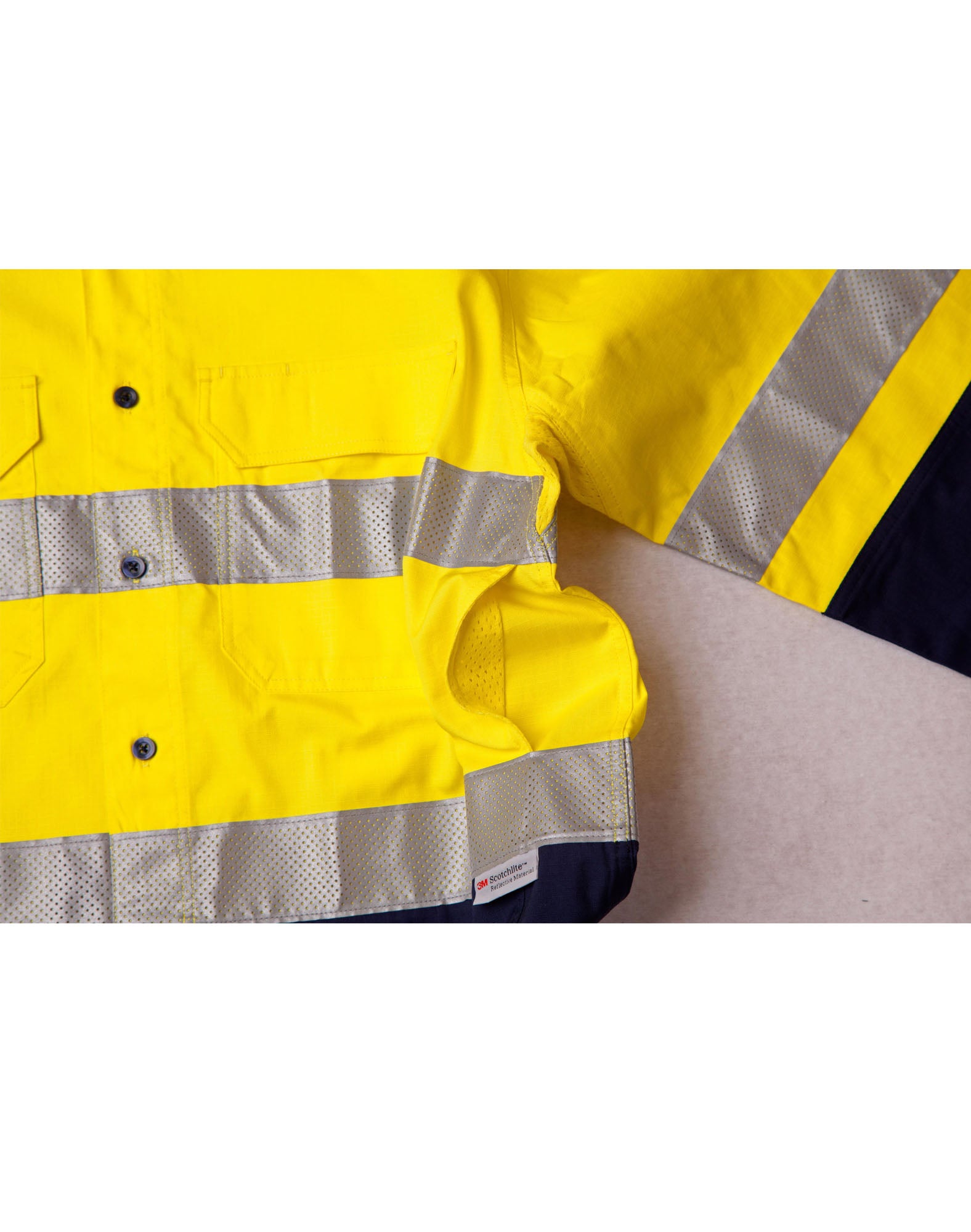 Rip-Stop Long Sleeve Safety Shirt - Yellow Navy